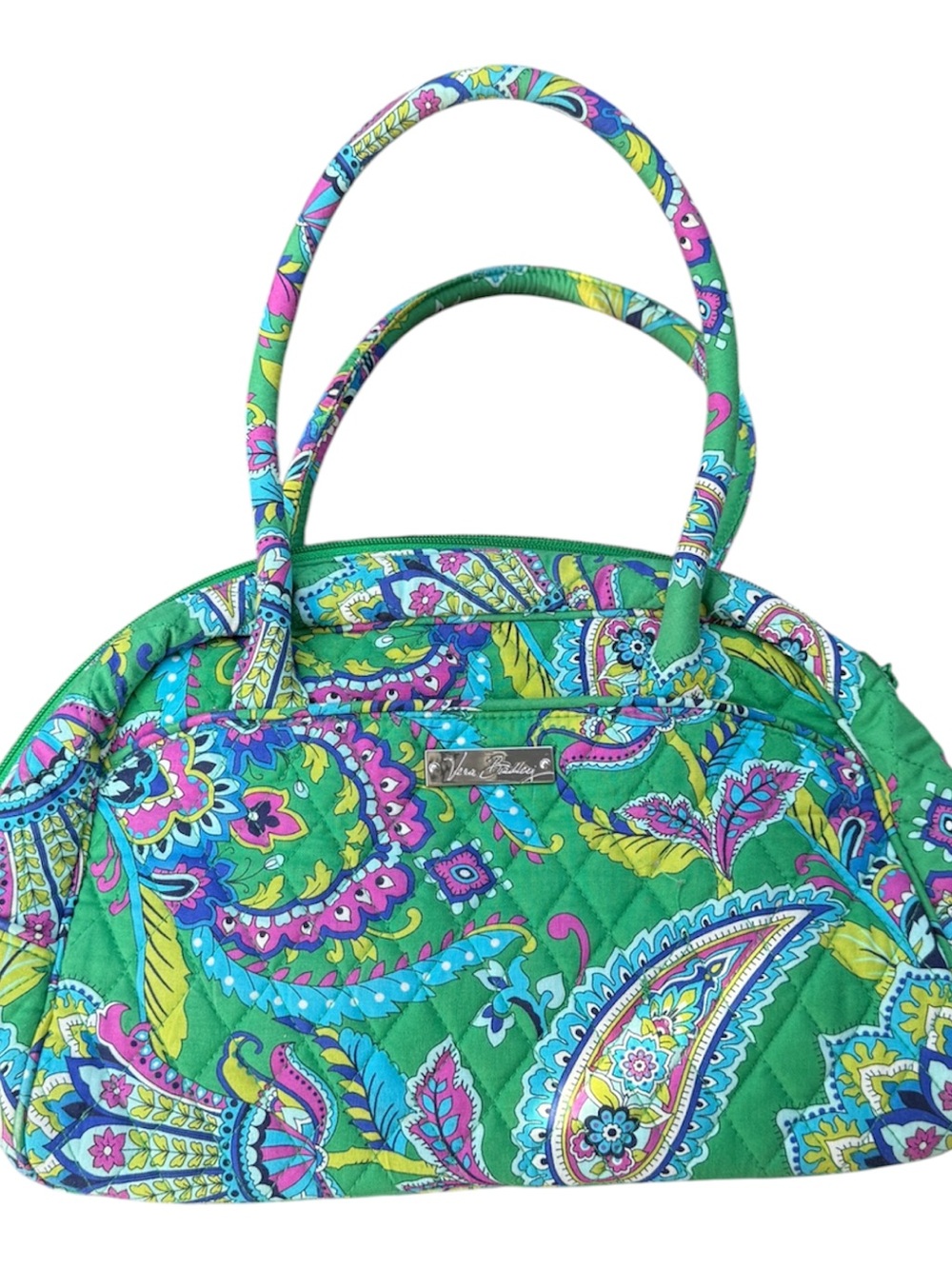 Vera Bradley Green Paisley Quilted Shoulder Tote
